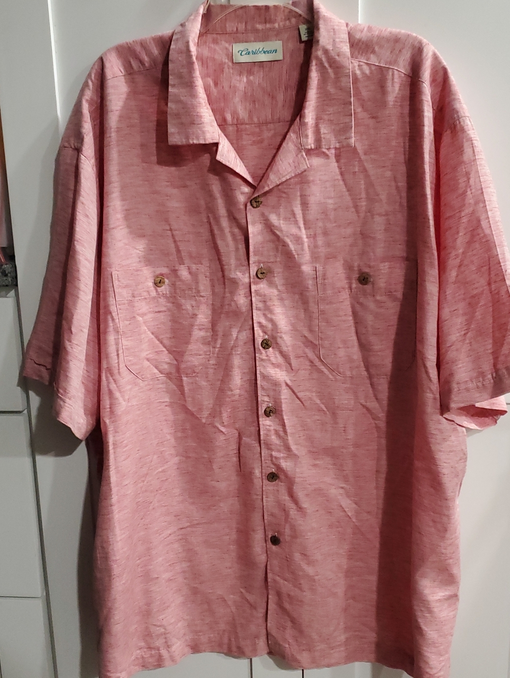 Caribbean Men's Casual Button-Down Shirt in Light Pink